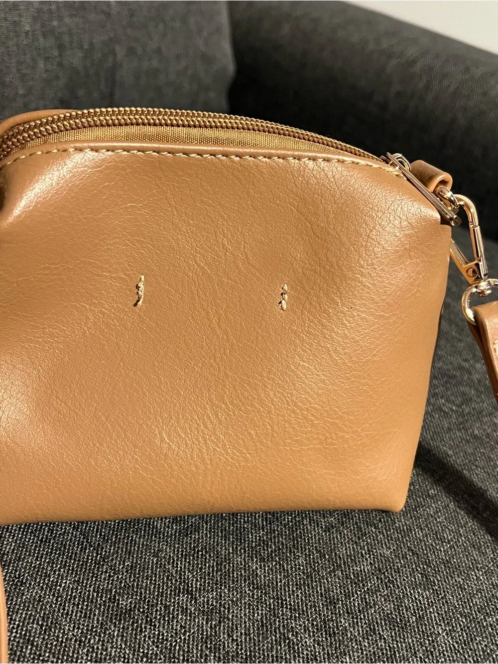 Anthropologie Tan Micro Crossbody with Gold Hardware